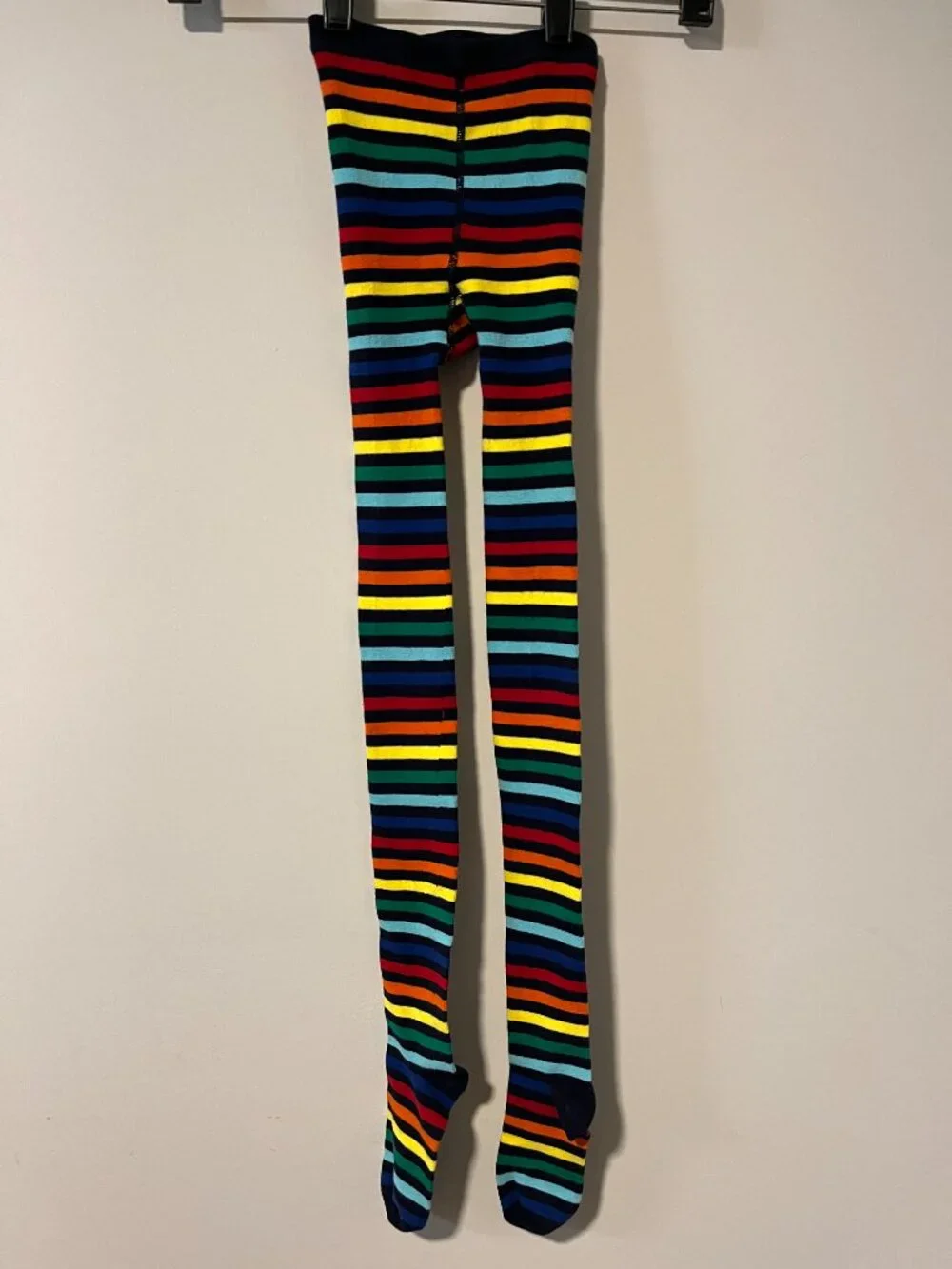 Primary Kids Rainbow Tights Size 7-10 Girls Multicolor Striped Cotton Leggings